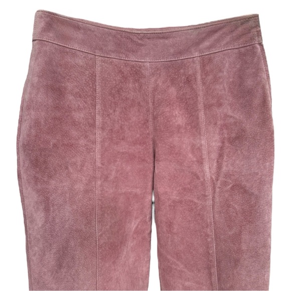 Vintage Y2K Danier Leather Pink Suede Snap Capri Pants Size 0 XXS XS Crop Flare - Picture 4 of 10